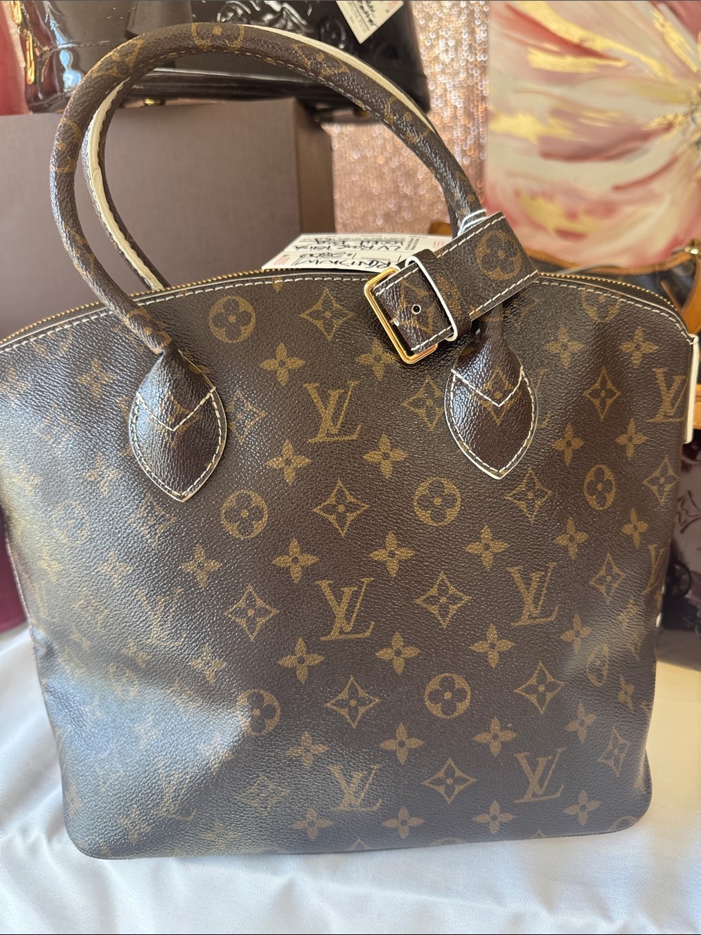Louis Vuitton Rare Brown Monogram Fetish Lockit Canvas Satchel w/ Gold Hardware
